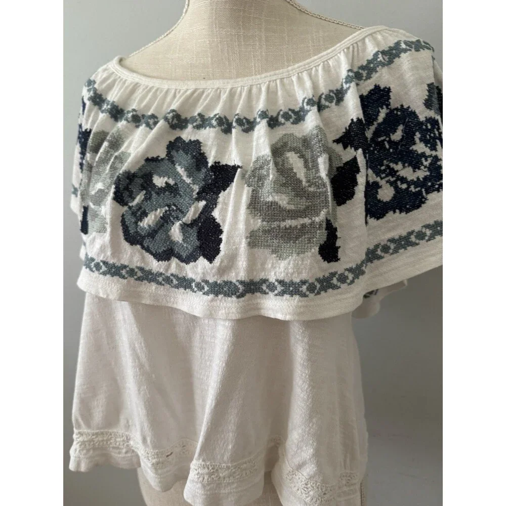 Free People To The‎ Left Off The Shoulder Top Floral Embroidery XS